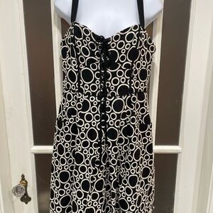 Elegant Black and White Circle Dress with crinoline slip